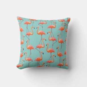 Realistic flamingo: vintage bird pattern cushion