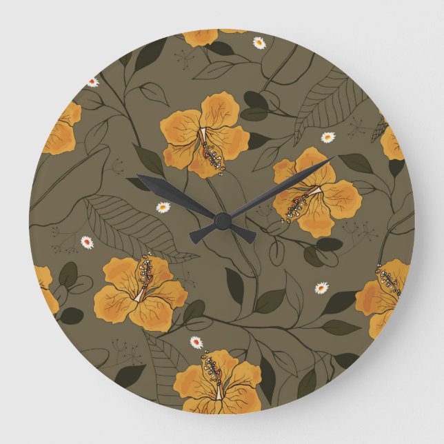 Realistic Flowers: Vintage Seamless Large Clock (Front)
