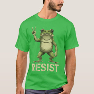 Realistic Frog Resist Protest Peace Sign Funny Act T-Shirt