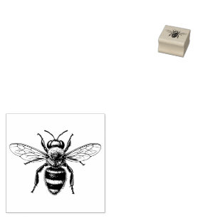 Realistic Fuzzy Honey Bee Rubber Stamp