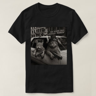 Realistic Gangsta Cat Urban Scene – Trendy Cats T-Shirt