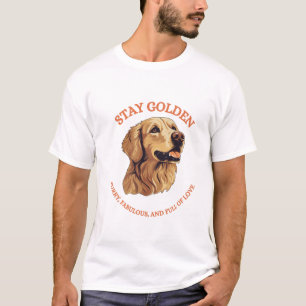 Realistic Golden Retriever Dog Stay Golden T-Shirt