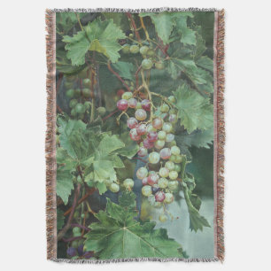 Realistic Grape Vine with Leaves – Fine Art Throw Blanket