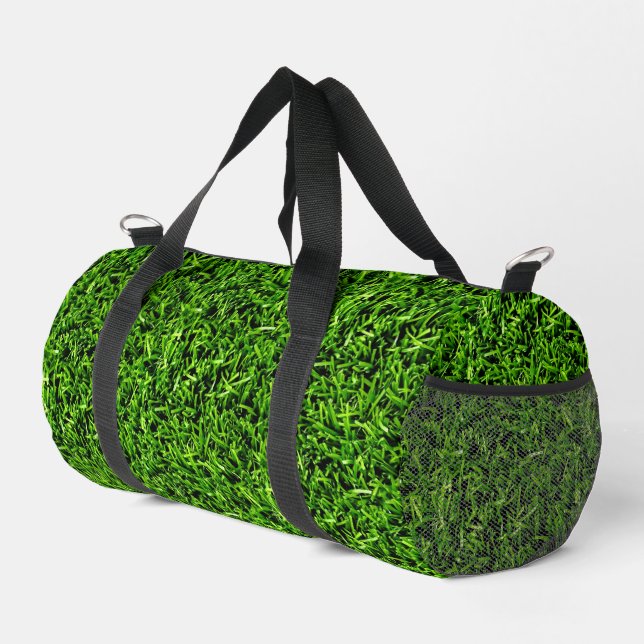   Realistic Grass Photo Texture Funny Bright Green Duffle Bag (Right Corner)