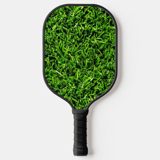   Realistic Grass Photo Texture Funny Bright Green Pickleball Paddle (Front)