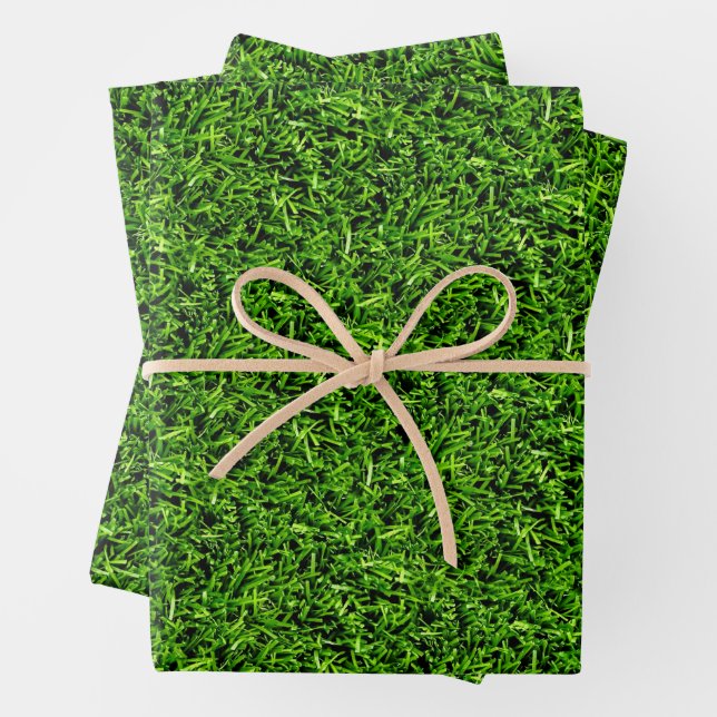   Realistic Grass Photo Texture Funny Bright Green Wrapping Paper Sheet (In situ)