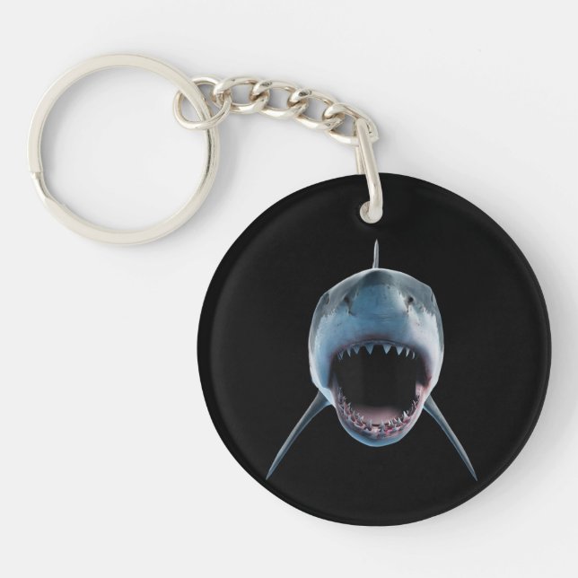 realistic great white shark Attack for lovers  Key Ring (Front)