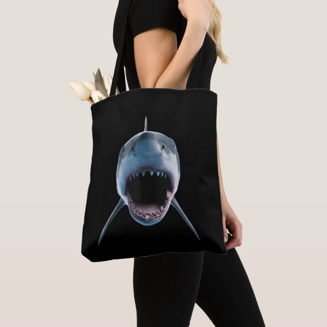 realistic great white shark Attack for lovers  Tote Bag (Close Up)
