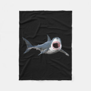Realistic Great White Shark For Lovers Of Fish Fleece Blanket
