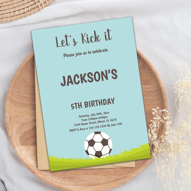 Realistic Green Field Party Theme Invitation (Grass Soccer Birthday Invitations)