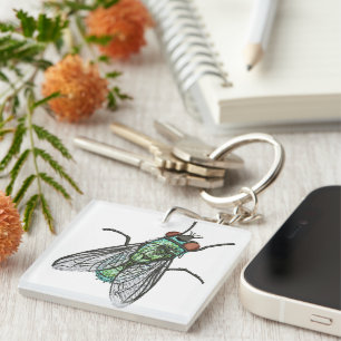 Realistic Green Fly Machine Embroidery Design Inse Key Ring