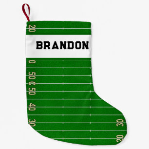 Realistic Green Football Field Pattern Name Small Christmas Stocking