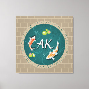 Realistic Green Japanese Koi Fish Pond Canvas Print