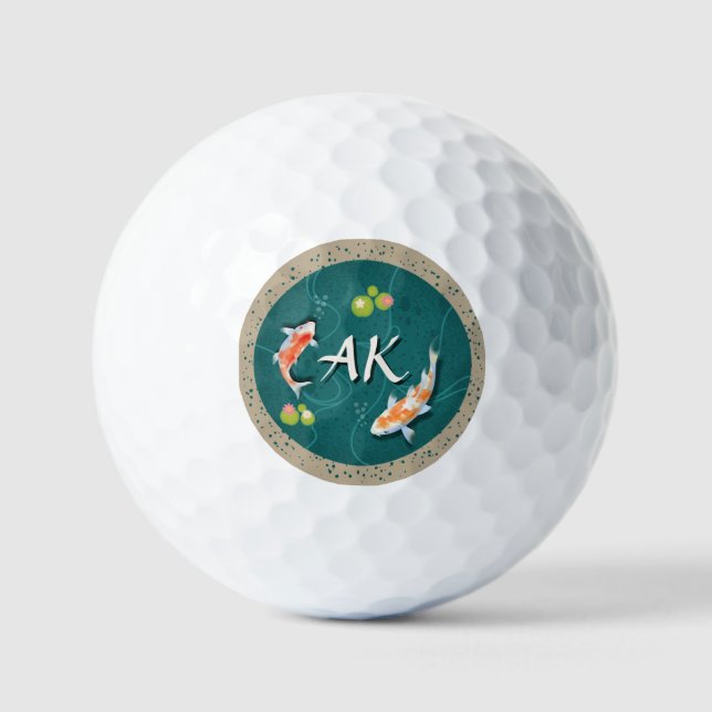 Realistic Green Japanese Koi Fish Pond  Golf Balls (Front)