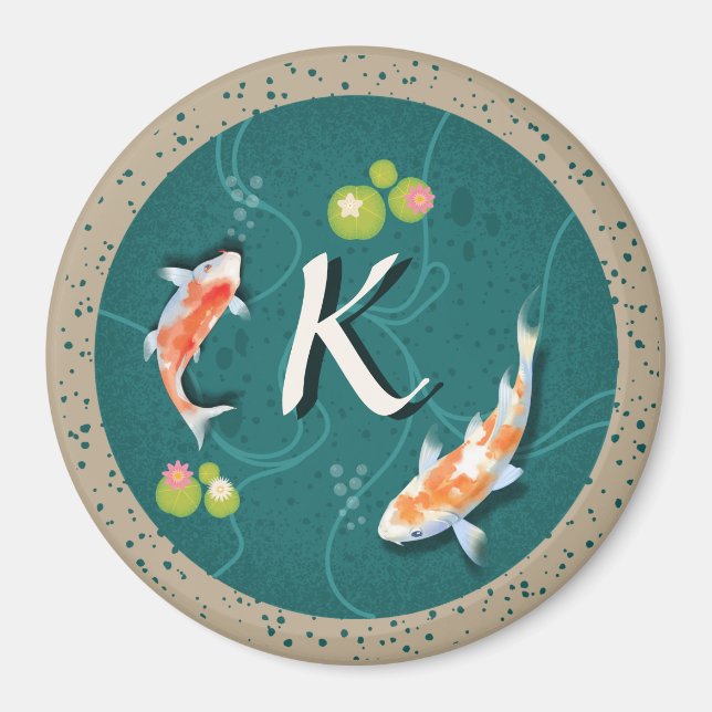 Realistic Green Japanese Koi Fish Pond  Magnet (Front)
