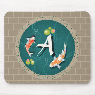 Realistic Green Japanese Koi Fish Pond  Mouse Mat