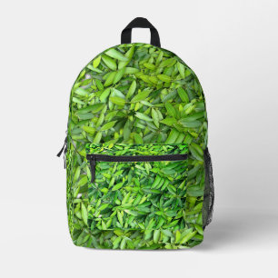 Realistic green leaves printed backpack
