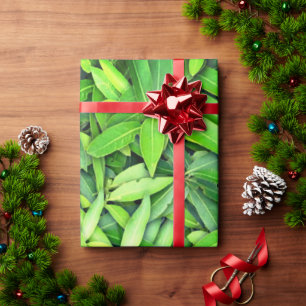 Realistic green leaves wrapping paper