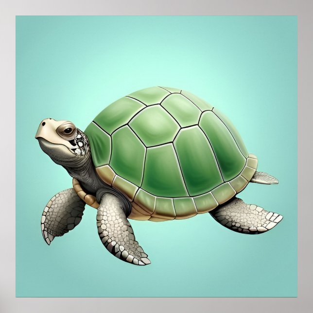 Realistic Green Turtle Poster (Front)