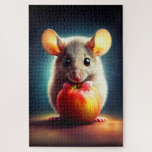 Realistic grey mouse artwork glowing colours jigsaw puzzle