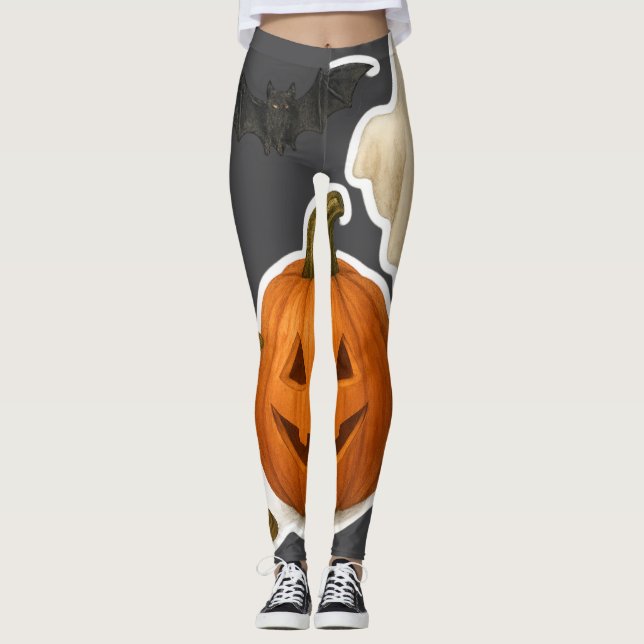  Realistic Halloween Sticker  Leggings (Front)