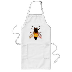 Realistic Honey Bee Art Illustration Long Apron