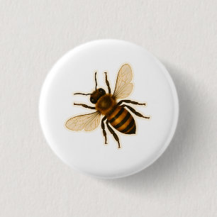 Realistic Honey Bee Design 3 Cm Round Badge
