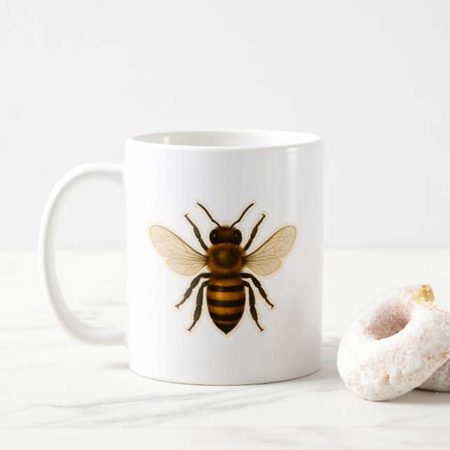 Realistic Honey Bee Design Coffee Mug (With Donut)