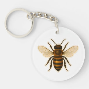 Realistic Honey Bee Design Key Ring