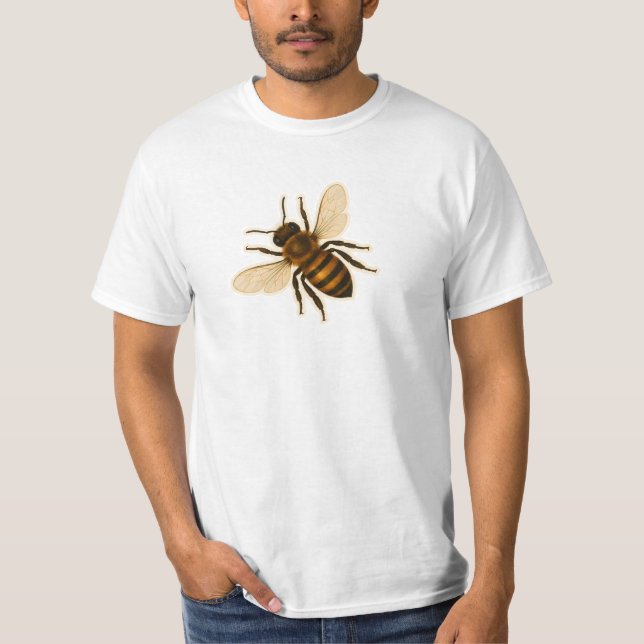 Realistic Honey Bee Design T-Shirt (Front)