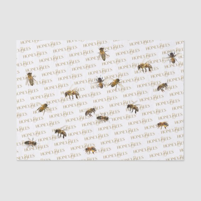 Realistic HoneyBees Gold Beekeeper's Tissue Paper (Front)