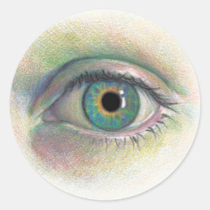 Realistic Human Eye Art in Rainbow Hues Classic Round Sticker