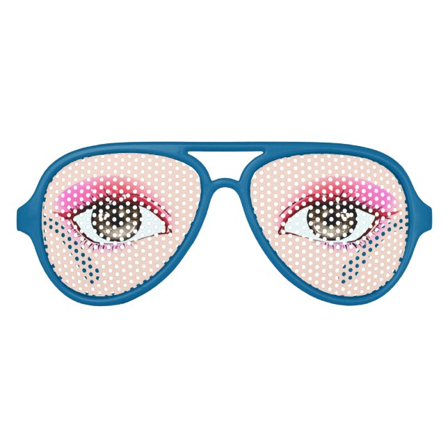 Realistic Human Eyes With Eyeshadow Lifelike  Avia Aviator Sunglasses (Front)