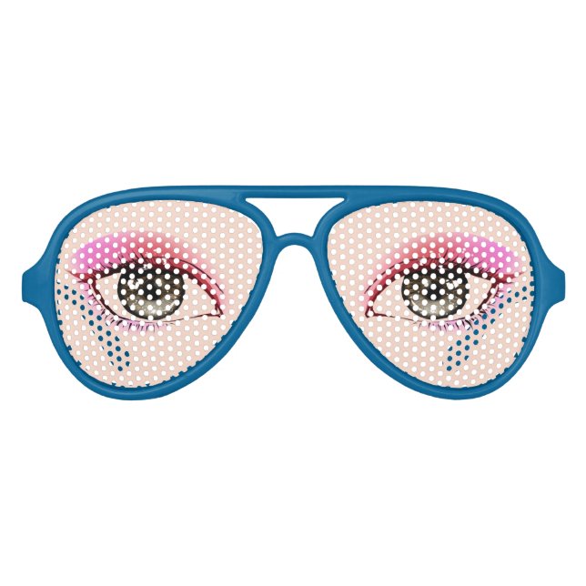 Realistic Human Eyes With Eyeshadow Lifelike  Aviator Sunglasses (Front)