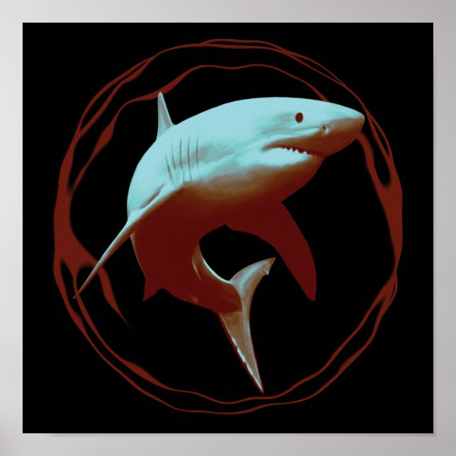 Realistic Illustration | Great White Shark Poster (Front)