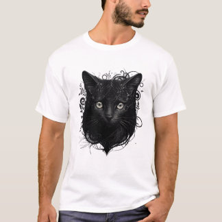 realistic illustration of a black cat T-Shirt