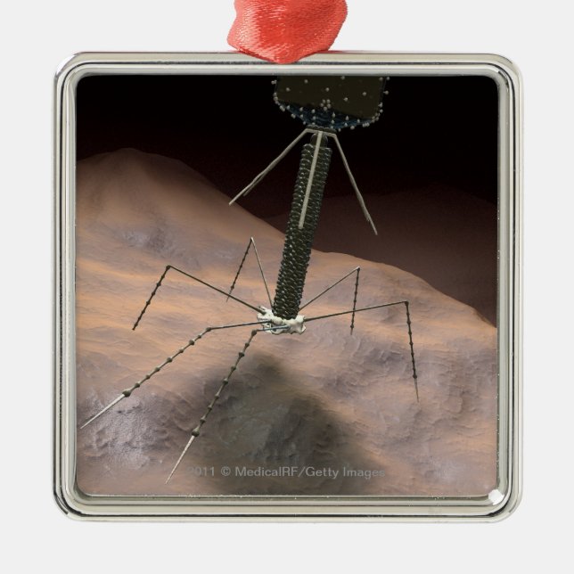 Realistic Illustration of bacteriophage Metal Tree Decoration (Front)