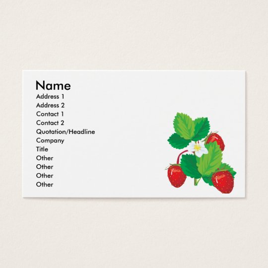 realistic juicy strawberries business card