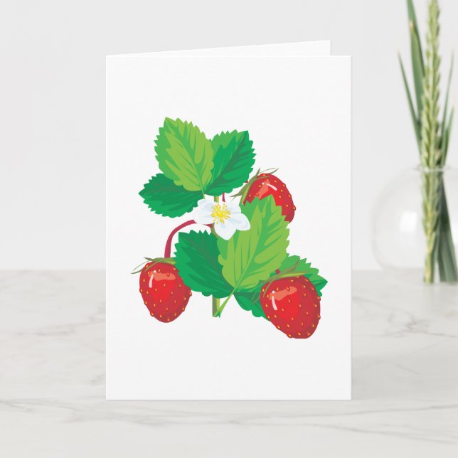 realistic juicy strawberries card (Front)