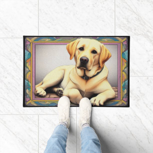 Realistic Labrador Retriever Dog Colourful Border Doormat