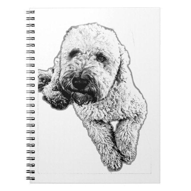 Realistic Lagotto Ink Art Notebook (Front)