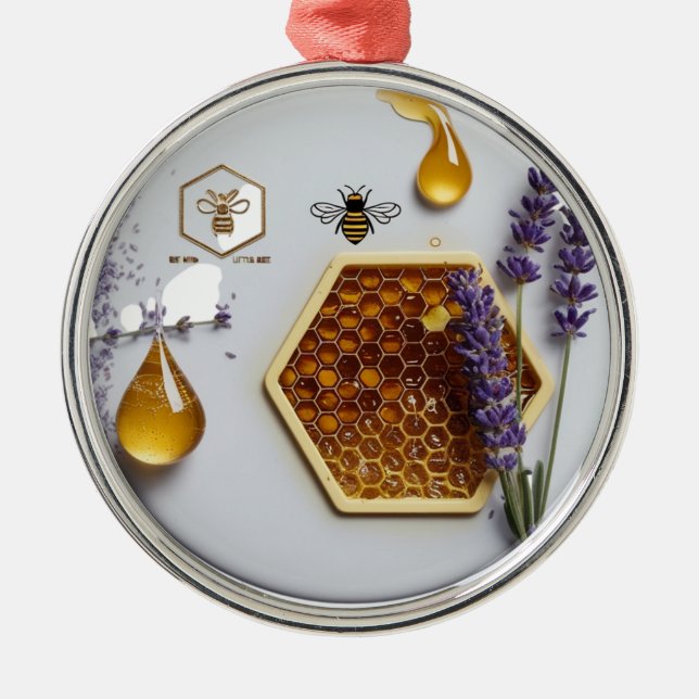 Realistic Lavender Honeycomb Bee Natural Premium  Metal Tree Decoration (Front)