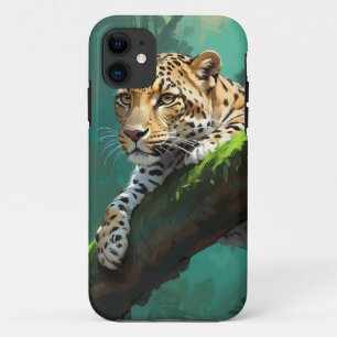 Realistic Leopard in Jungle Animal Art iPhone 11 Case