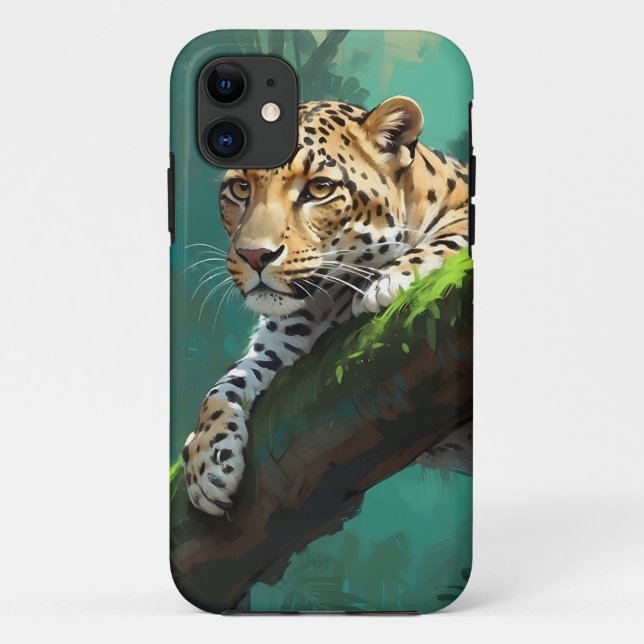 Realistic Leopard in Jungle Animal Art Case-Mate iPhone Case (Back)