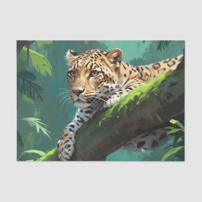 Realistic Leopard in Jungle Animal Art Tissue Paper (Front)