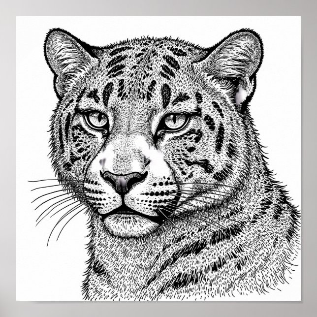 Realistic Leopard Print Skin/Fur Coloring Template (Front)