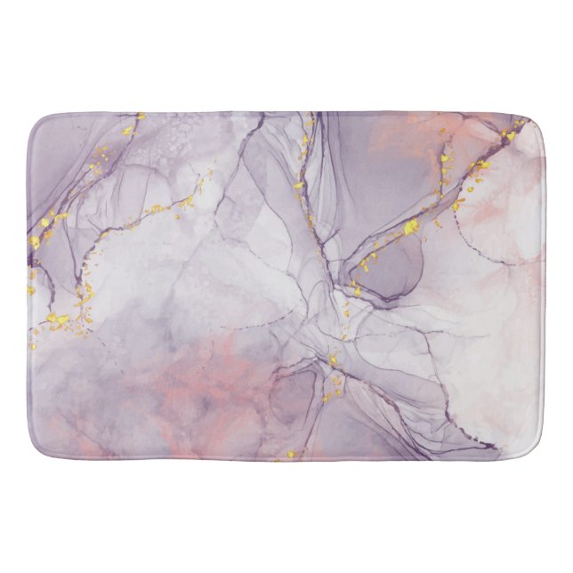 Realistic Liquid Marble With Gold Bath Mat (Front)
