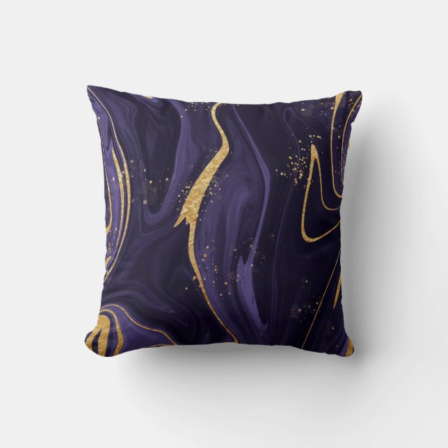 Realistic Liquid Purple Marble With Gold Cushion (Front)
