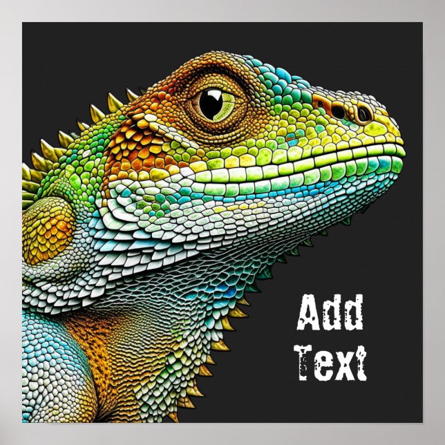 Realistic Lizard Iguana Personalised Poster (Front)