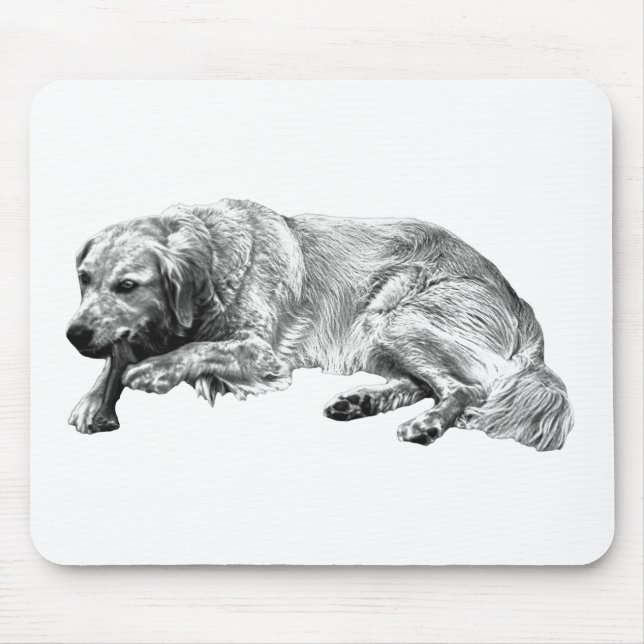 Realistic Lounging Dog Mouse Mat (Front)